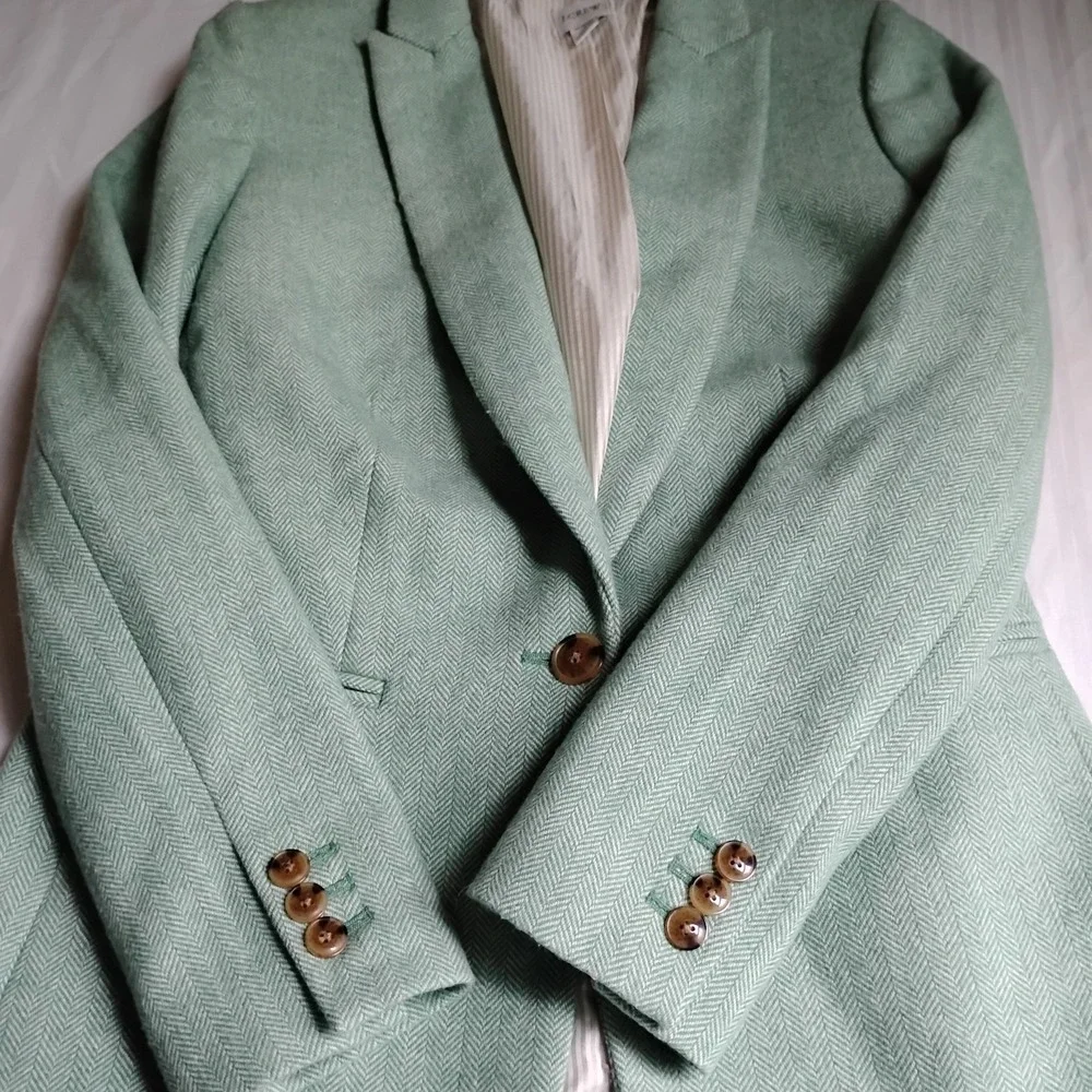 J. Crew Mint Green Tailored Single-Button Blazer